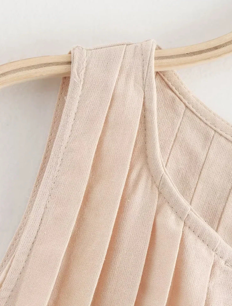 Pleated Tie-Front Vest