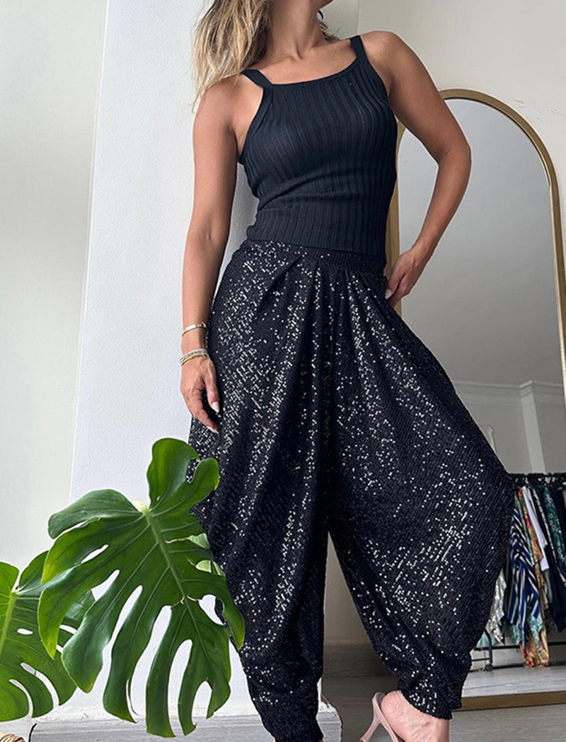Loose Sequined Pants