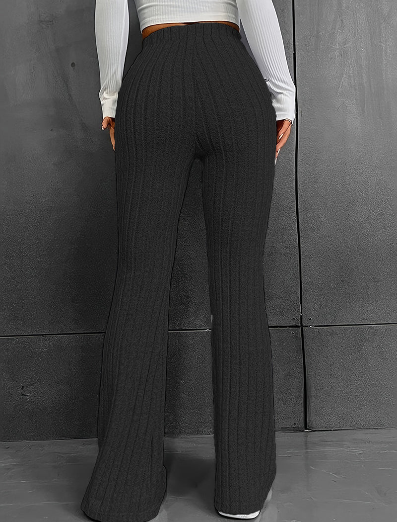 Ribbed High-Waisted Flare Pants