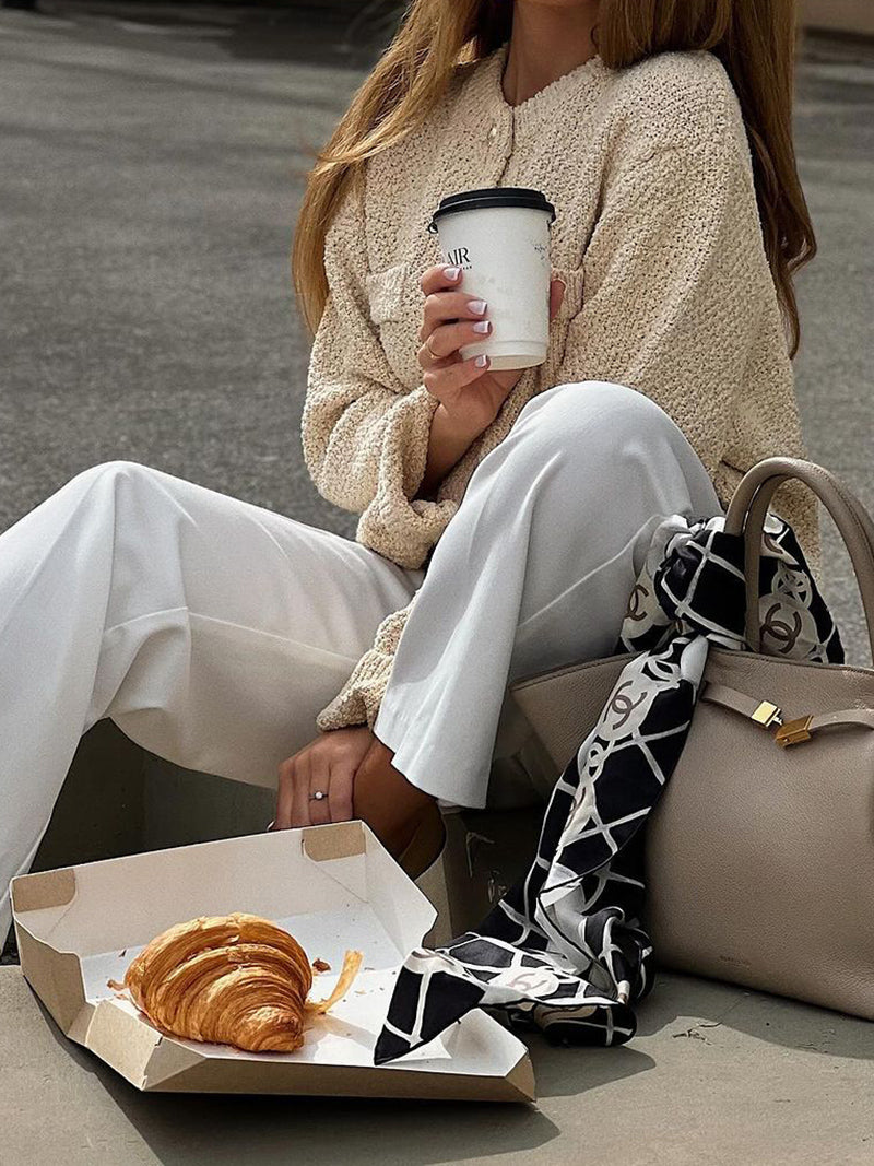 Textured Cropped Sweater Cardigan