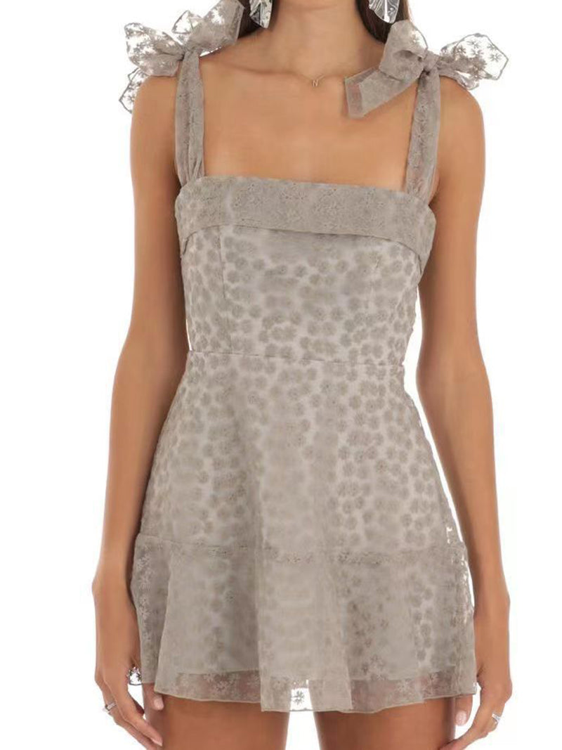 Floral Lace Tie-Shoulder Mini Dress