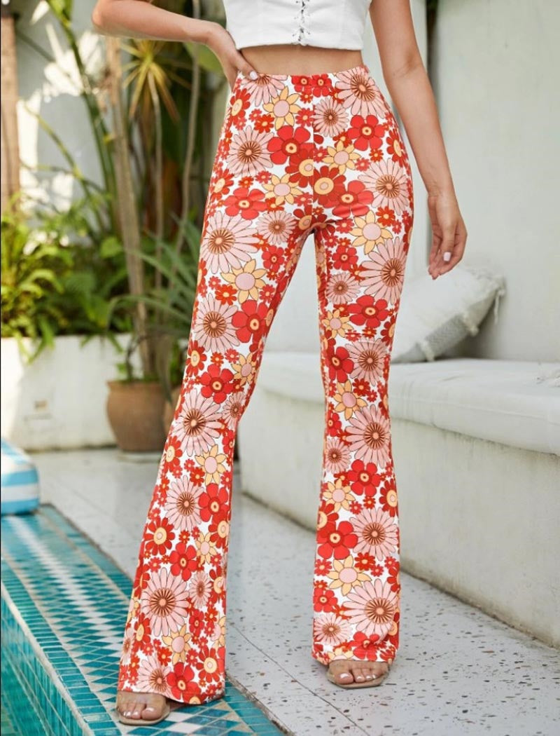 Floral Print Flared Pants