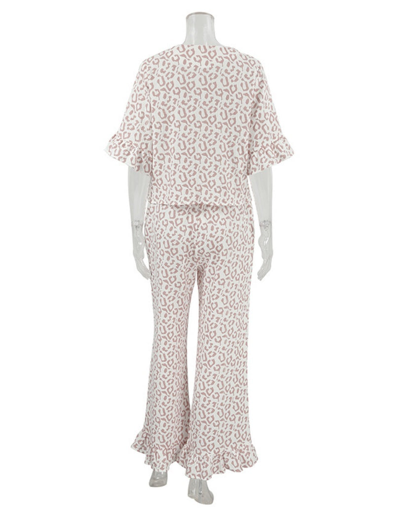 Leopard Print Tie-Front Lounge Set