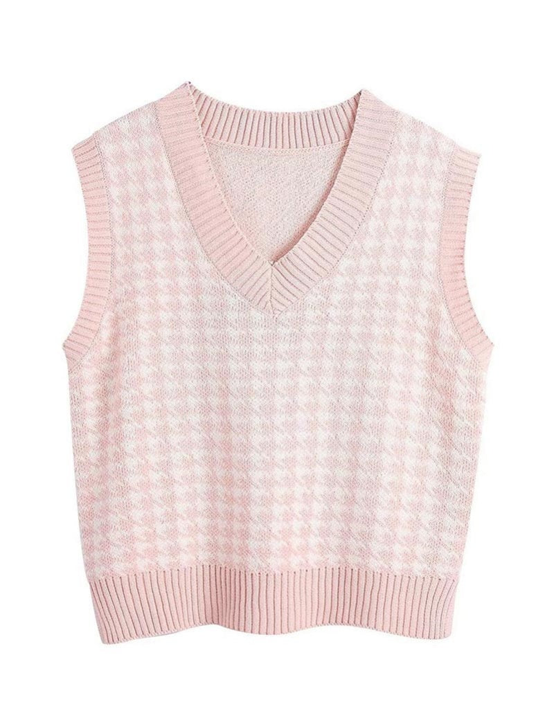 Houndstooth Knit Vest