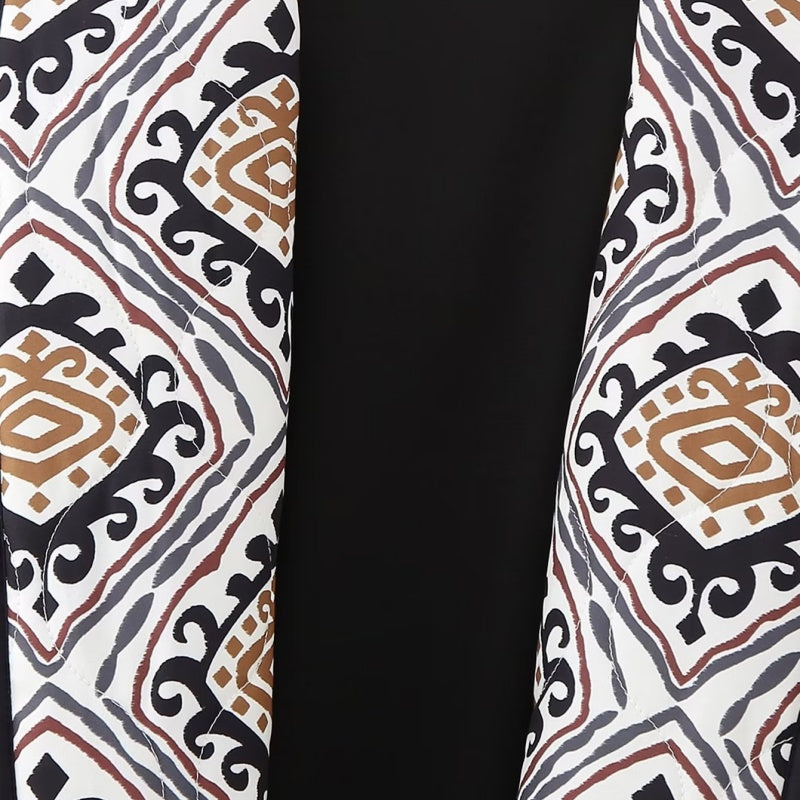 Patterned Open-Front Knit Jacket