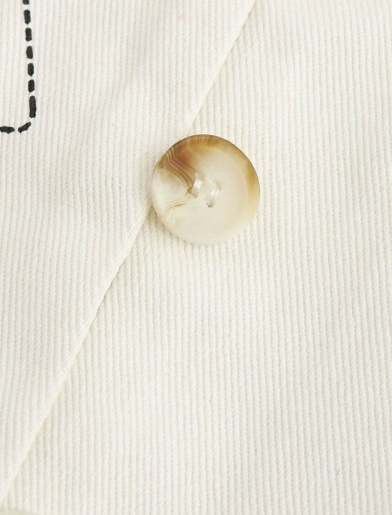 Graphic Patch Embellished Button Jacket