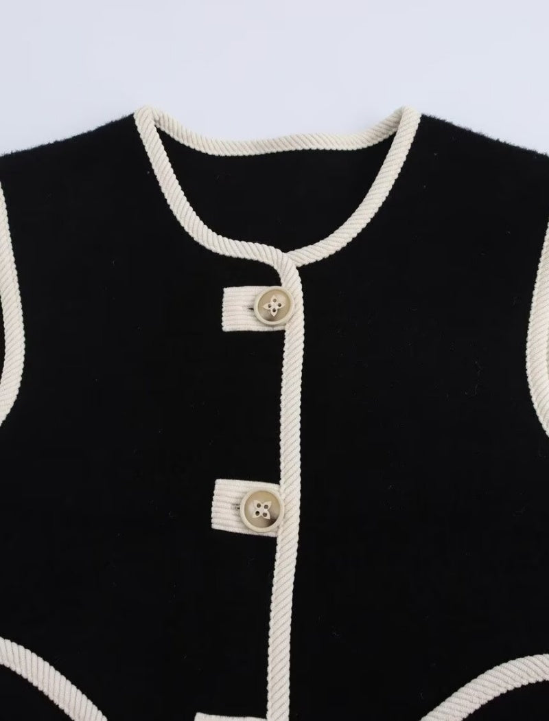 Fleece Button-Up Vest with Pockets