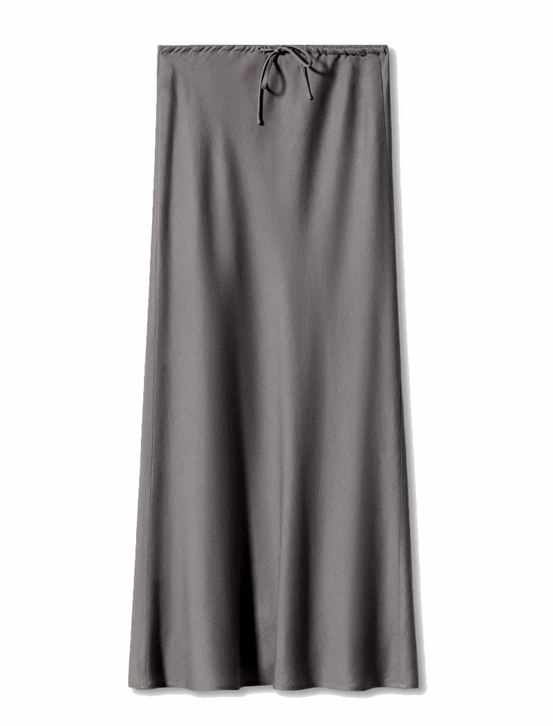 Drawstring Satin Maxi Skirt