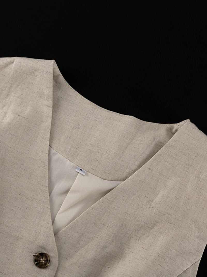 Button-Up Vest and Shorts Set