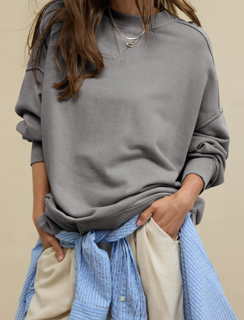Relaxed Fit Solid Pullover