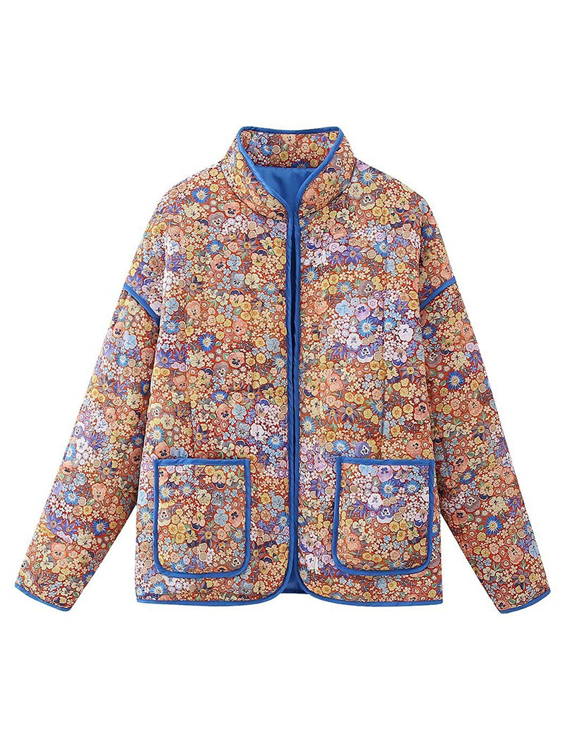 Paisley Quilted Jacket with Front Pockets