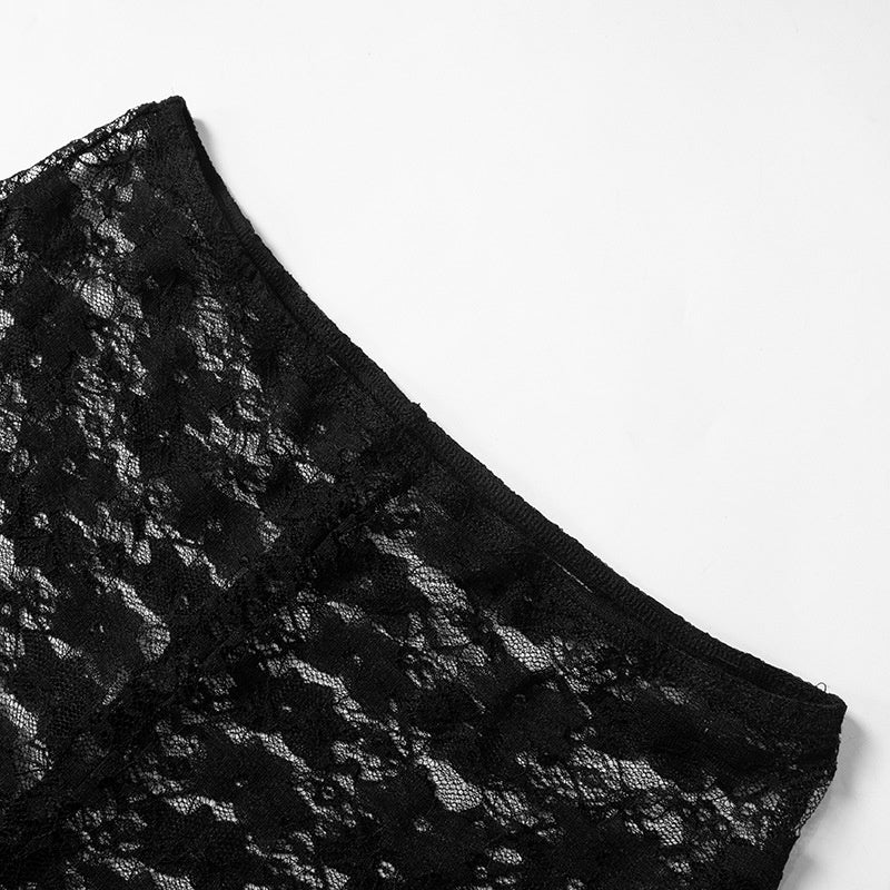 Sheer Lace Bell-Bottom Pants