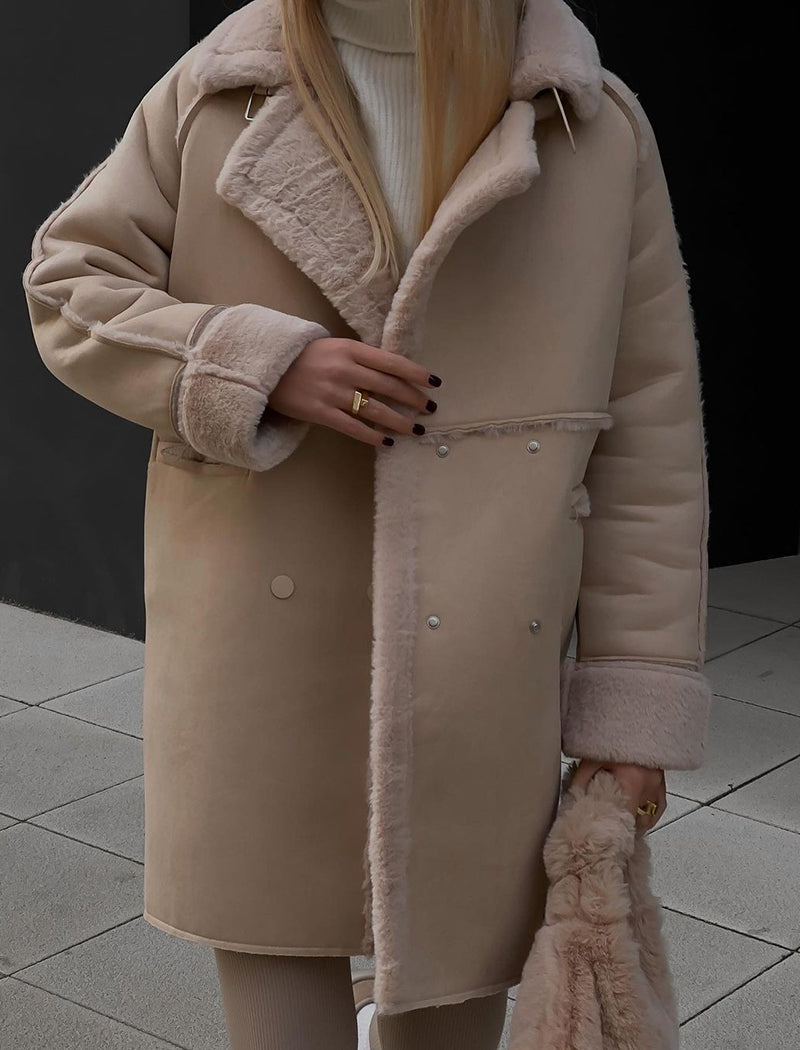 Shearling-Lined Oversized Coat