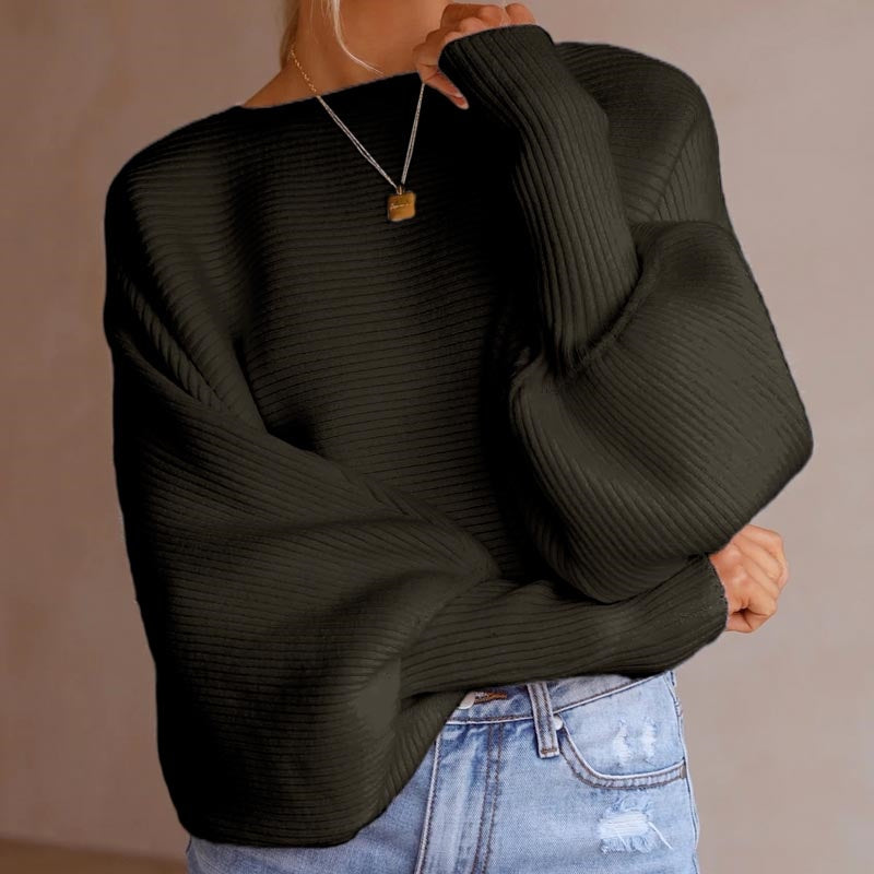 Solid Color Knit Sweater Loose Fit