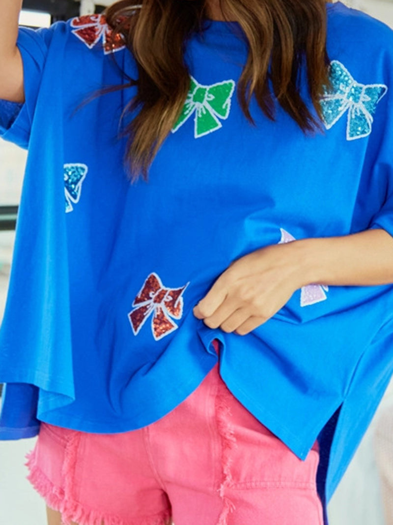 Bow Print Oversized Tee