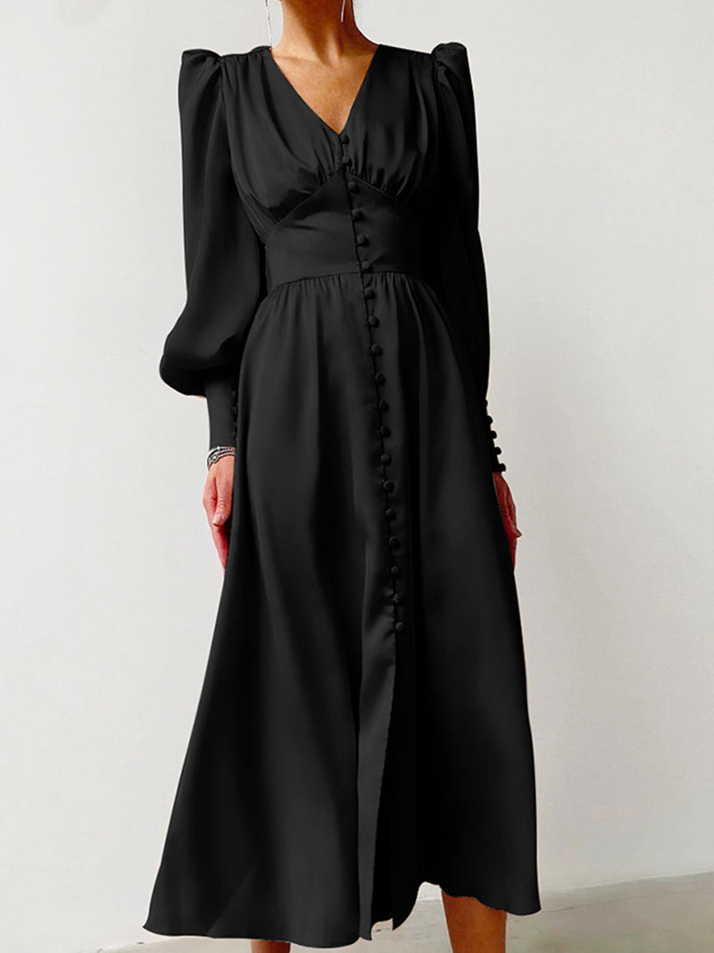 Puff Sleeve Smocked Midi Dress