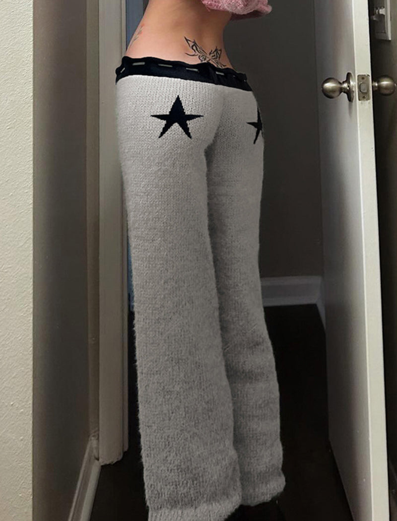Drawstring Knit Flare Pants
