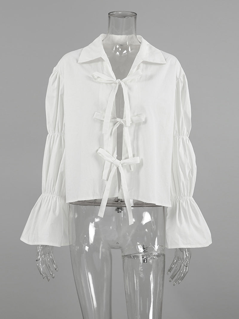 Tie-Front Bell Sleeve Blouse