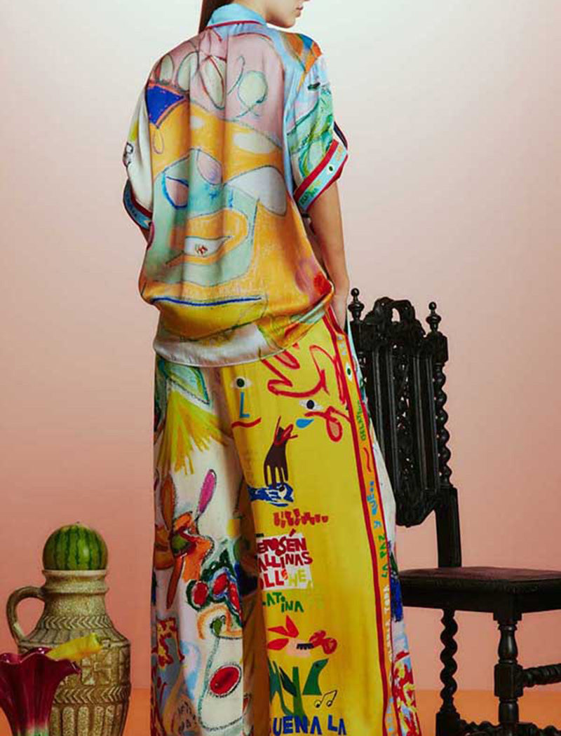 Colorful Print Shirt and Pants Set