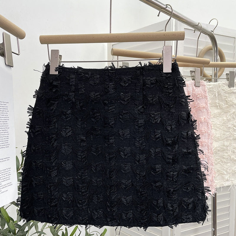 Frayed Tweed Mini Skirt