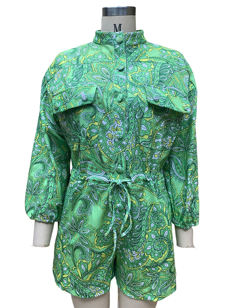 Graphic Puff Sleeve Romper