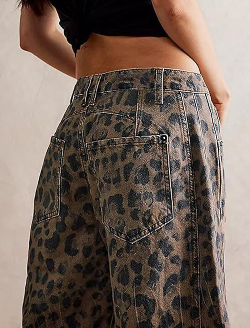 Wide Leg Leopard Print Pants