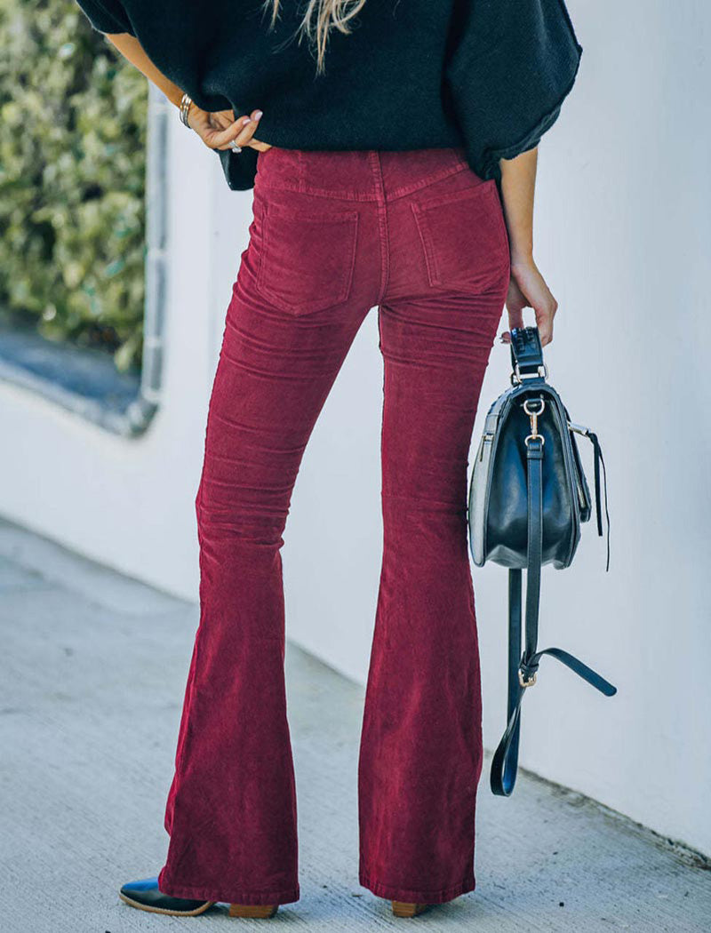 High-Rise Flare Corduroy Pants