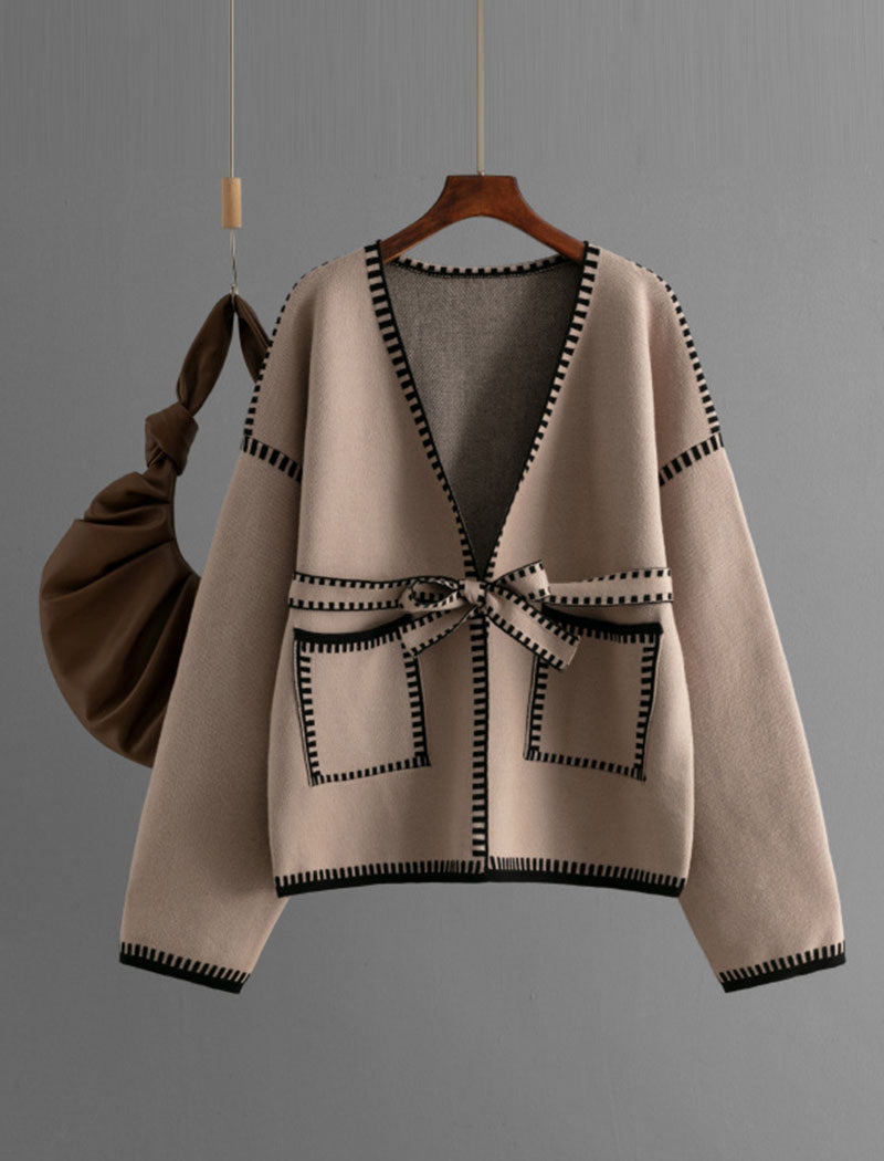 Tie Detail Open Front Cardigan