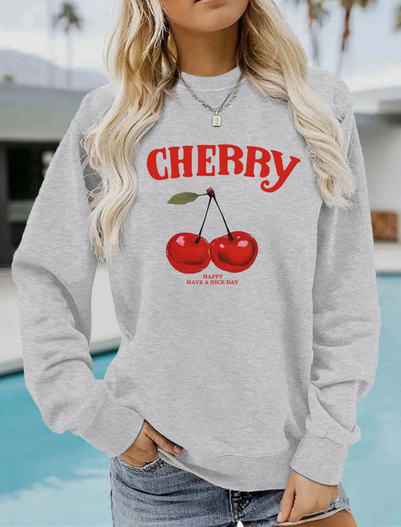 Cherry Print Crewneck Pullover