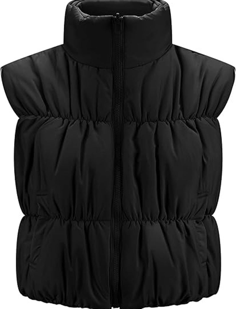 Padded Zip-Up Cropped Vest