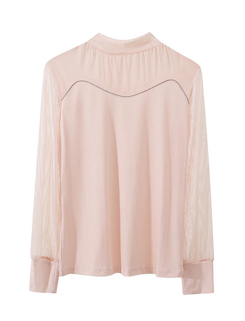 Sheer Mock Neck Blouse