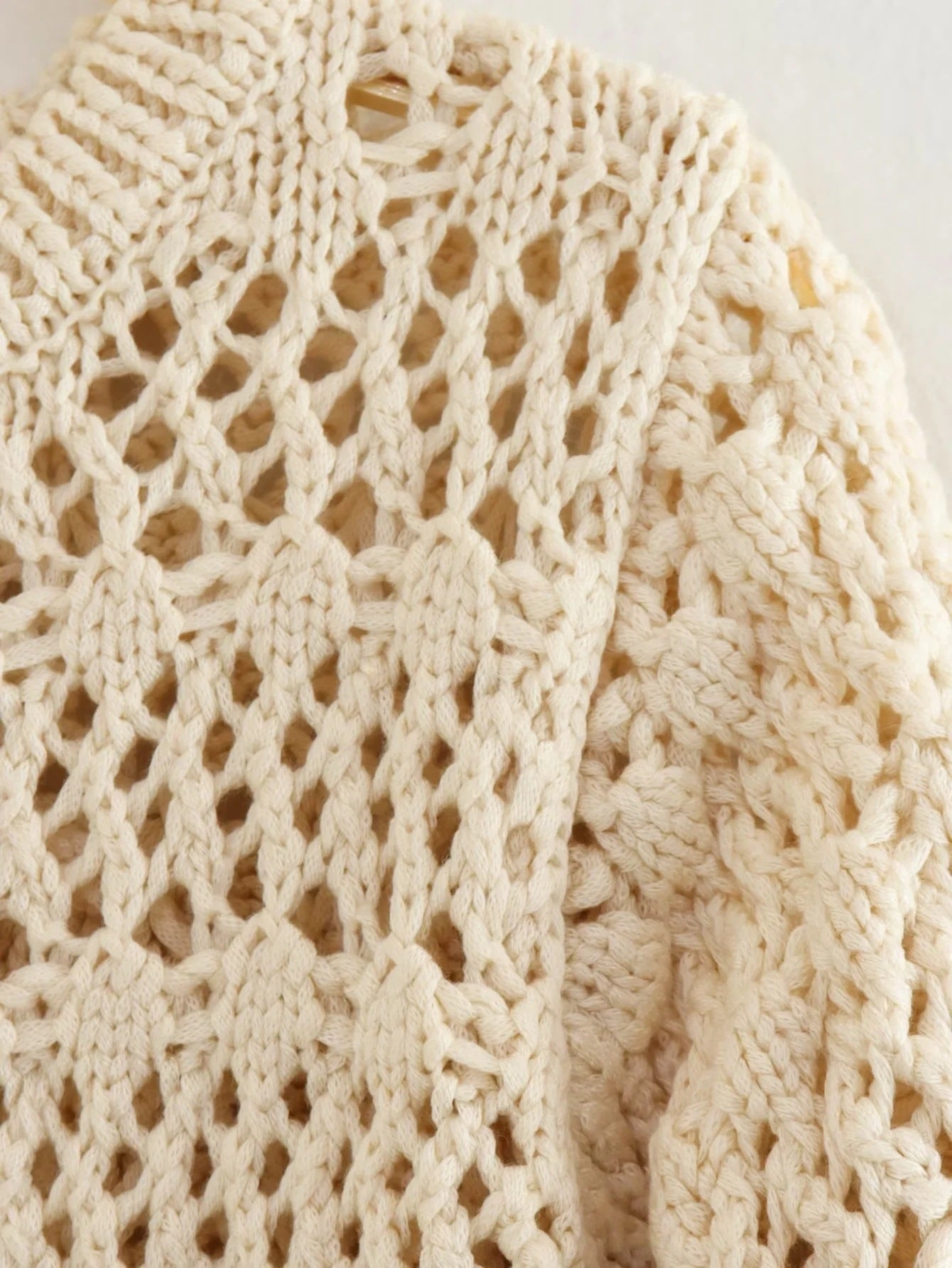 Cropped Eyelet Sweater