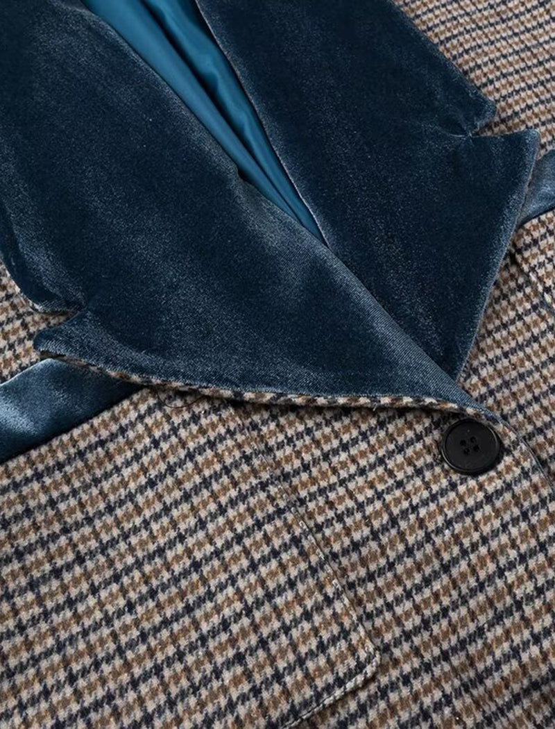 Collared Casual Plaid Coat