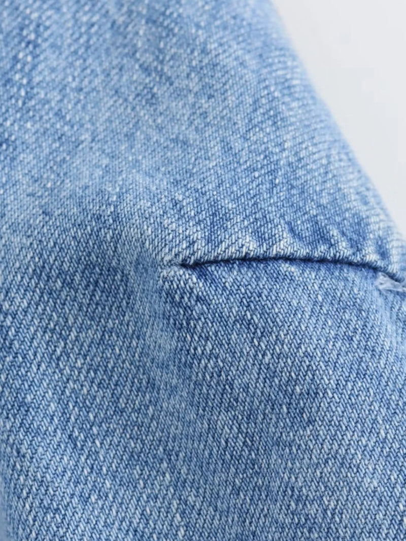 Denim Open-Back Strappy Romper