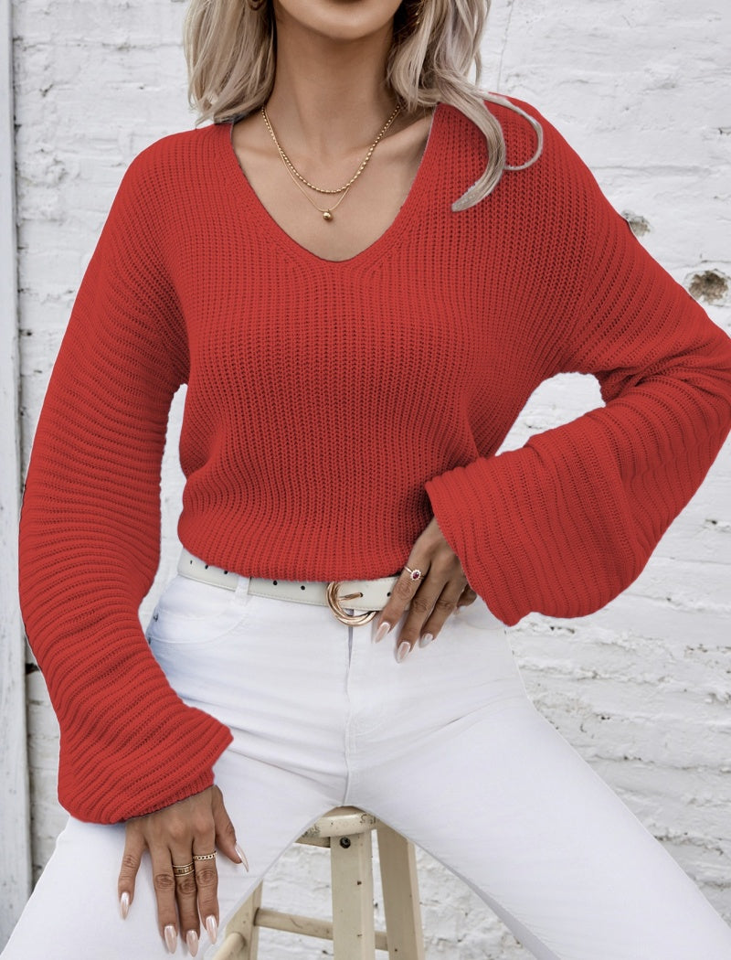 Loose Fit Ribbed Knit Pullover