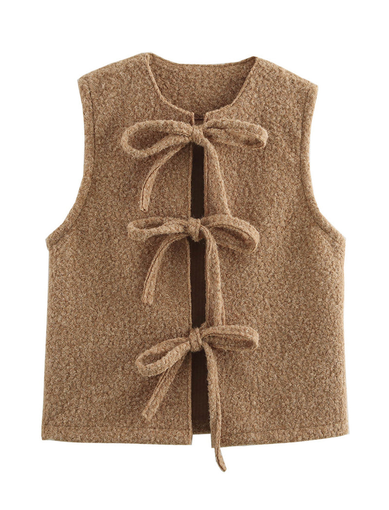 Tie-Front Sleeveless Vest