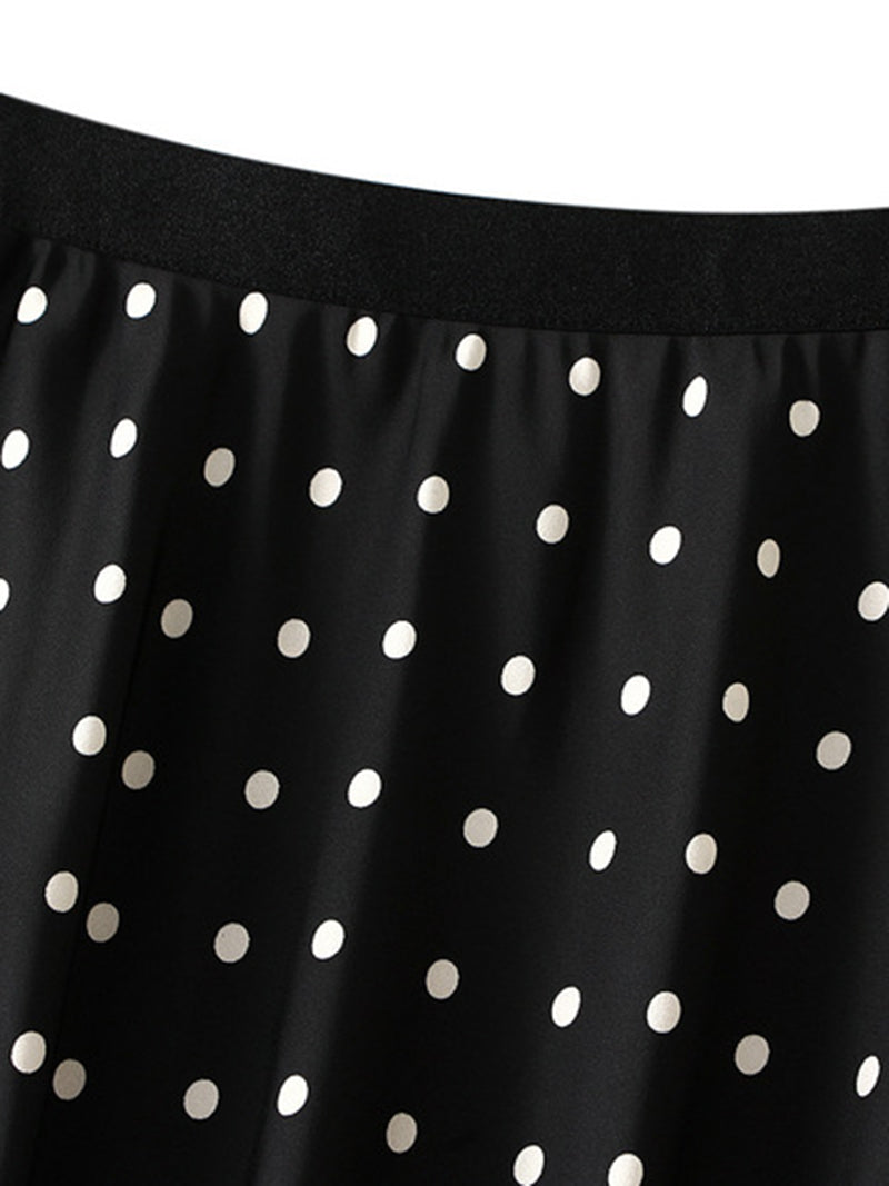 Polka Dot A-Line Midi Skirt