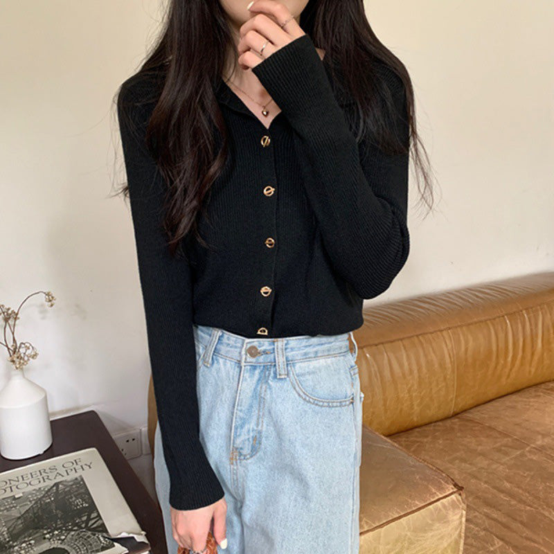 Button-Up Ribbed Cardigan