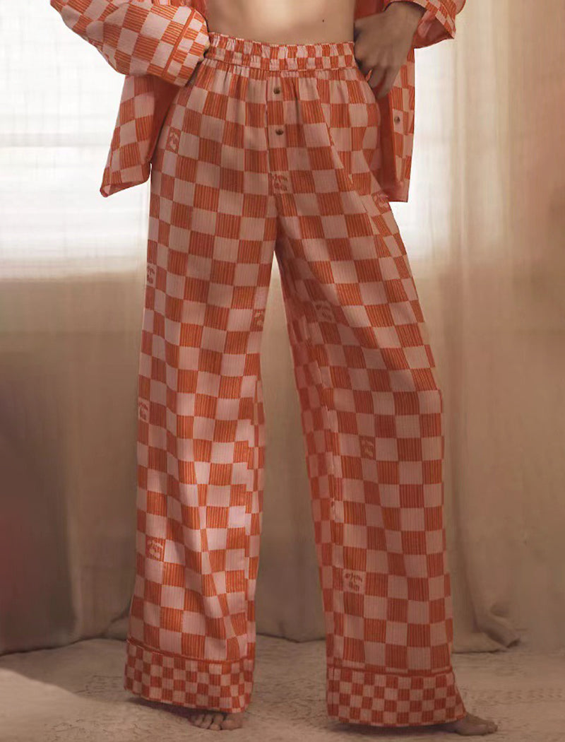 Checkered Button-Up Pajama Set