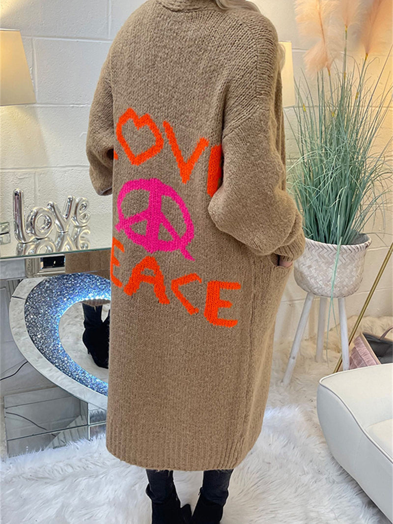 Love and Peace Graphic Cardigan