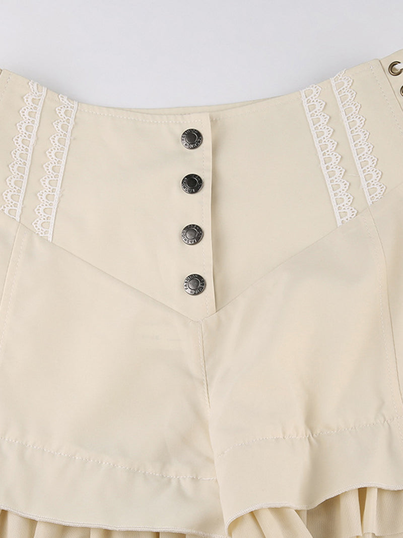 Layered Buttoned High-Rise Shorts