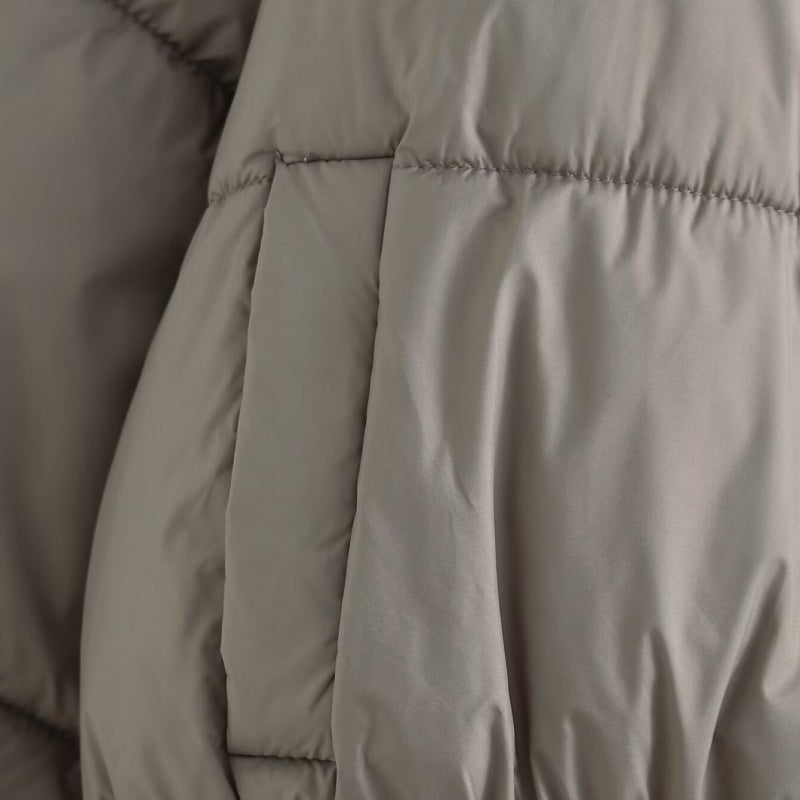 Cropped Puffer Jacket with Ribbed Hem