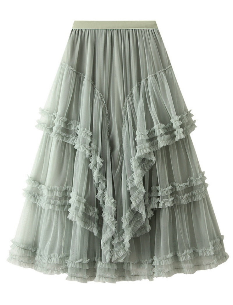 Layered Ruffle Maxi Skirt