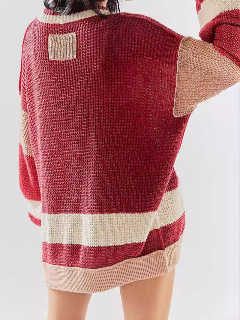 Striped Button-Front Cardigan