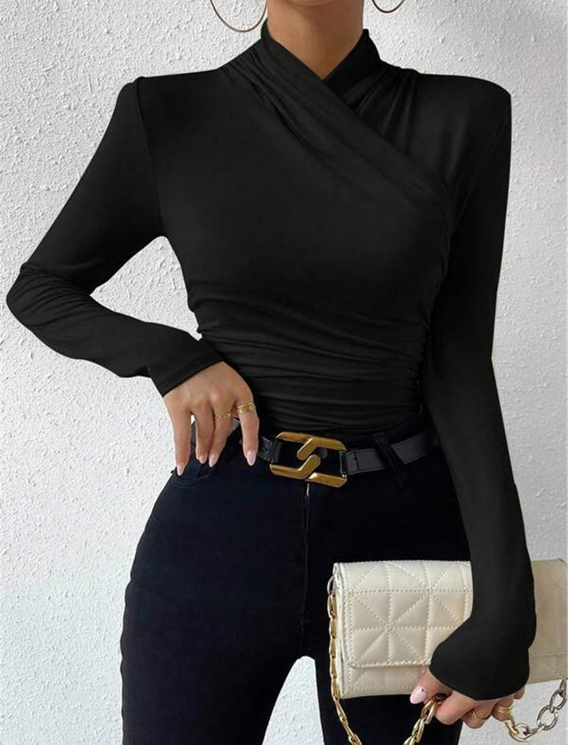 Cross-Wrap Long Sleeve Top