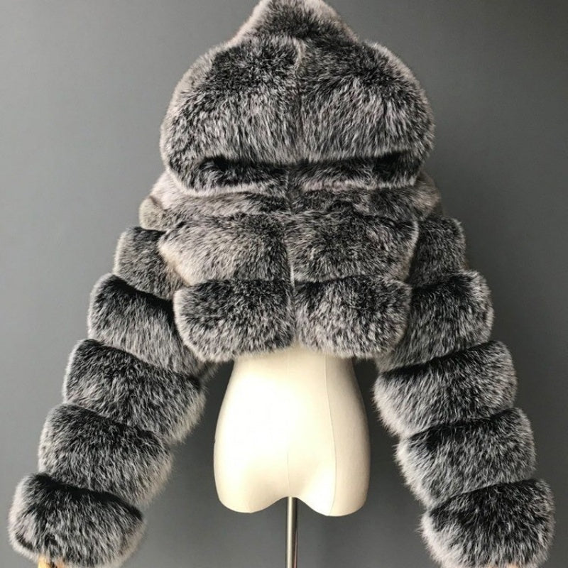 Plush Chunky Knit Hooded Coat