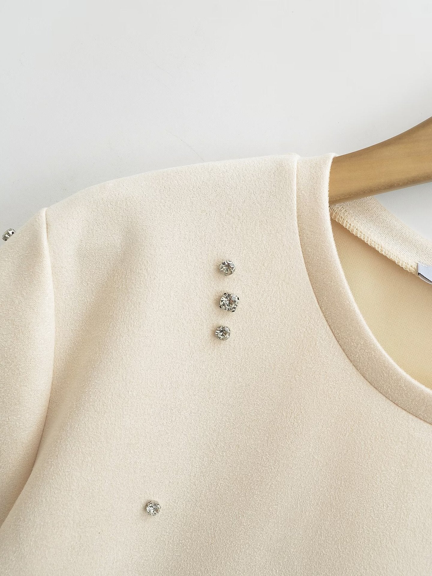 Rhinestone Short Sleeve A-Line Mini Dress