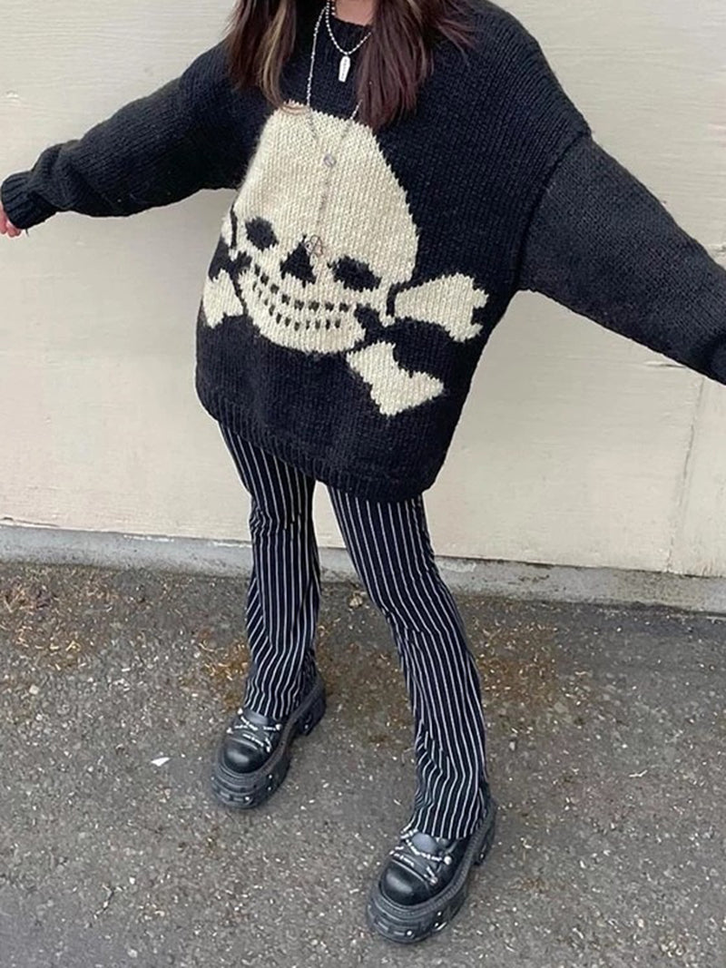 Oversized Skull Graphic Sweater