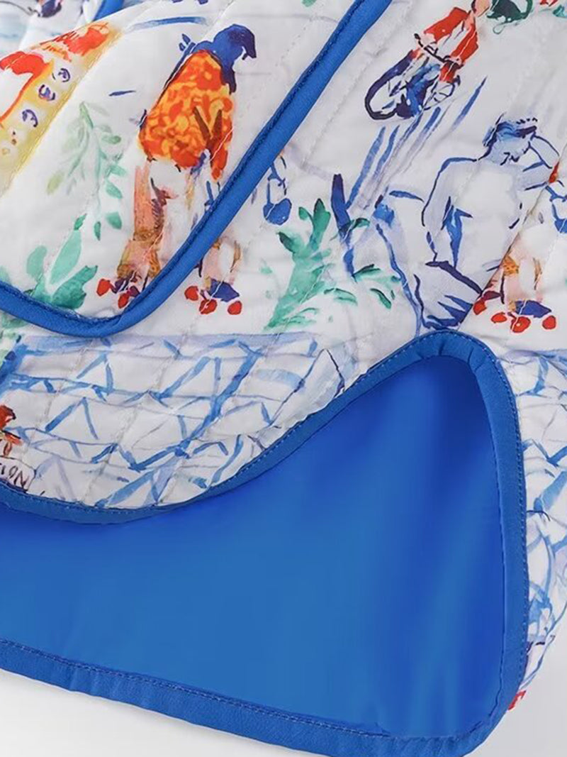 Graphic Print Jacket and Shorts Set