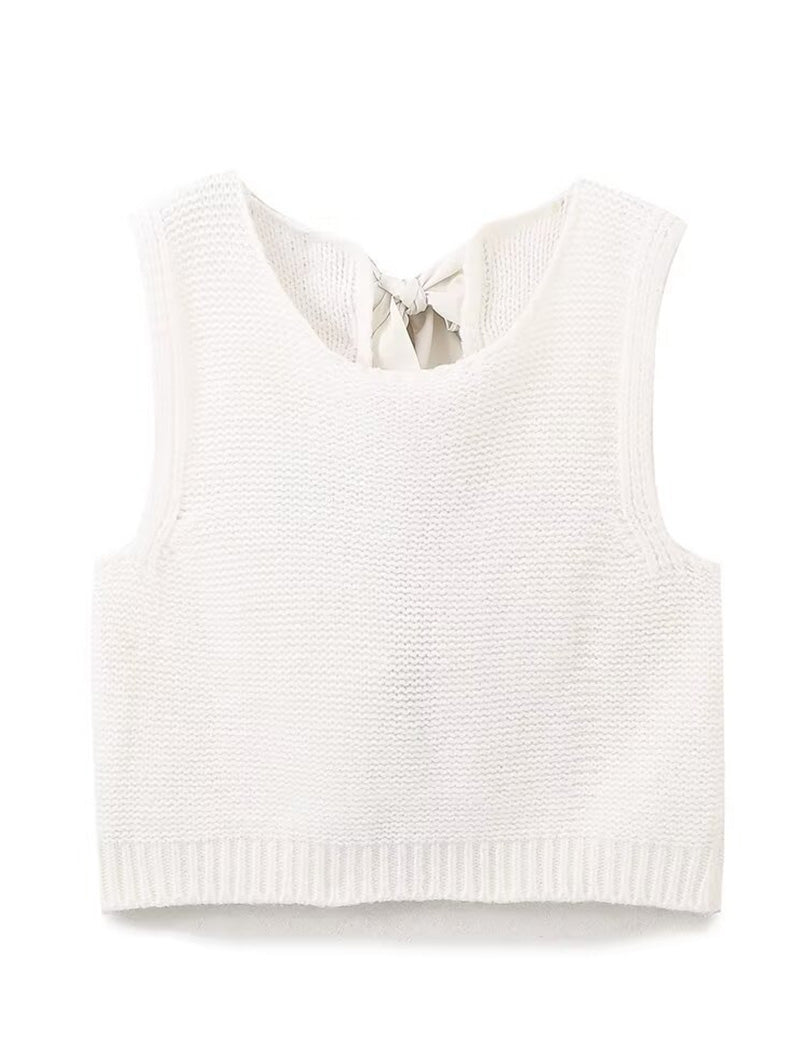 Knit Vest with Bow Details